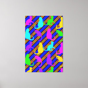 Impressão Em Tela Gatos e polkadots Coloridos