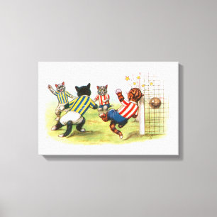 Impressão Em Tela Gatos jogando futebol