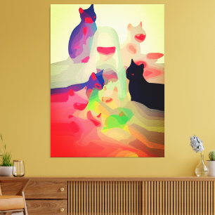 Impressão Em Tela Gatos Místicos & Espíritos – Arte Abstrato e Vibra