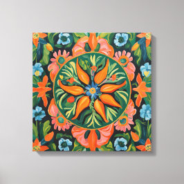 Impressão Em Tela Gauguin Inspirou Laranja Verde Floral