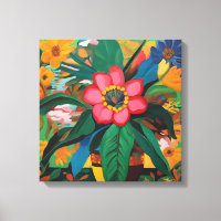 Gauguin Inspirou Laranja Verde Floral