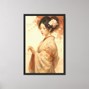 Impressão Em Tela Geisha Serenity Art - Mulher Japonesa Elegante
