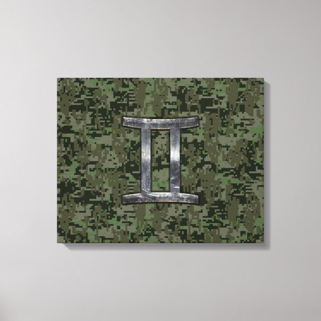 Impressão Em Tela Gemini Zodiac - Sinal de Camo Digital Verde (Frente)