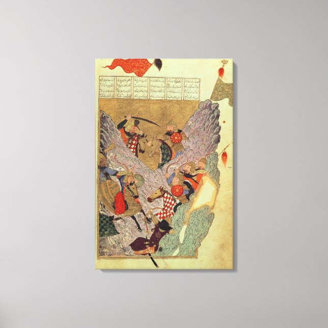 Impressão Em Tela Genghis Khan (c.1162-1227) combatendo os chineses  (Frente)