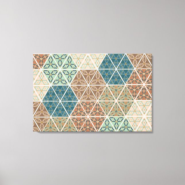 Impressão Em Tela Geo XI ao ar livre | Padrão Tribal Azul e Verde (Frente)
