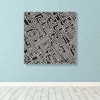 Impressão Em Tela Geometria de Mazama Preto e Branco - Abstrato mini