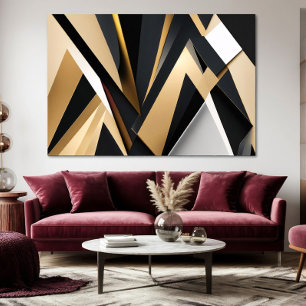 Impressão Em Tela Geometria Dourada de Luxo