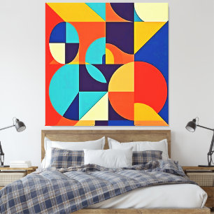Impressão Em Tela Geometria Moderna Colorida