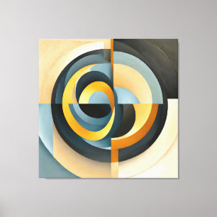Impressão Em Tela Geometria Retro Abstrata em Círculos e Retângulos
