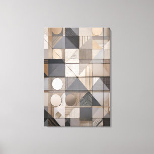 Impressão Em Tela Geometria Urbana: Tom Neutro Industrial Moderno