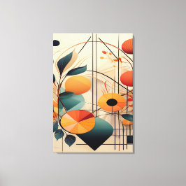 Impressão Em Tela Geometria Zen: Arte de Fusão Botânica Abstrata