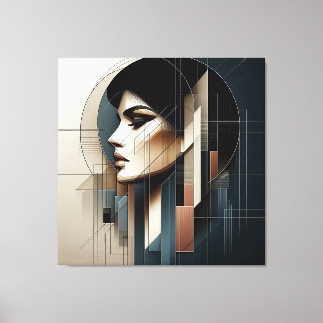 Impressão Em Tela Geometric Profile Composition (Frente)