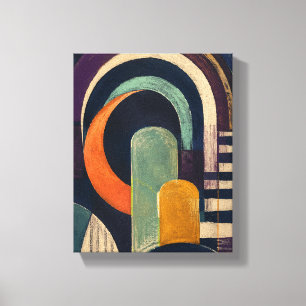 Impressão Em Tela Geométrico Marquee Meia-Noite Neo Deco Abstrato Te