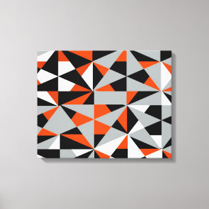 Impressão Em Tela Geométrico Retro Fundido Laranja Preto