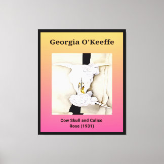 Impressão Em Tela Georgia O'Keeffe: Caveira de Vaca e Rosa de Calico