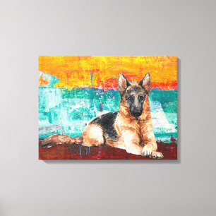 Impressão Em Tela German shepherd de pintura artística 