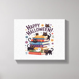 Impressão Em Tela Ghost Cat Lading Books Lover Oferece Spoo de Hallo