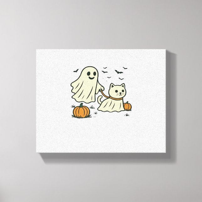 Impressão Em Tela Ghost Ghost Walking Ghost Cat Clássico T-S (Frente)