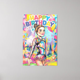 Impressão Em Tela Ginástica colorida pintada aniversário personaliza
