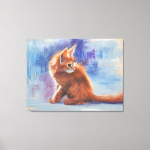 Impressão Em Tela Ginger Kitten na Luz Pastel