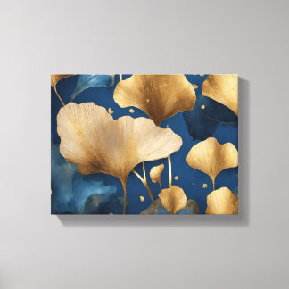 Impressão Em Tela Ginkgo deixa azul-dourado