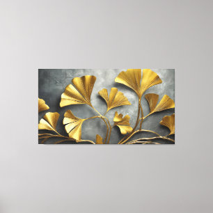 Impressão Em Tela Ginkgo Dourado: Arte em Metal