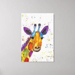 Impressão Em Tela Girafa Abstrato animais selvagens Arco-Íris