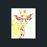 Impressão Em Tela Girafa de Calças Inteligentes<br><div class="desc">Esta impressão de aquarela apresenta uma girafa colorida nos óculos | Por Jennifer Goldberger</div>