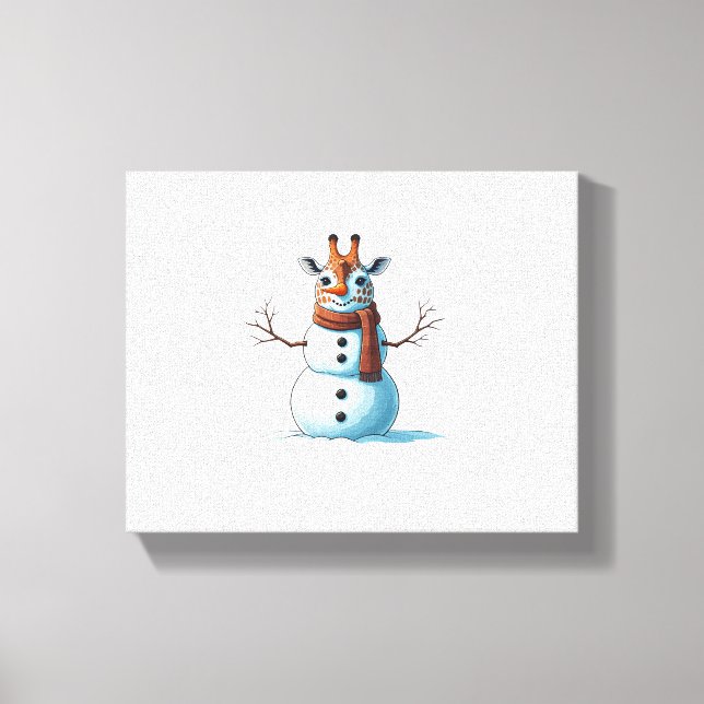 Impressão Em Tela Girafa Engraçada Boneco de Neve Cachecol Natal Fem (Frente)