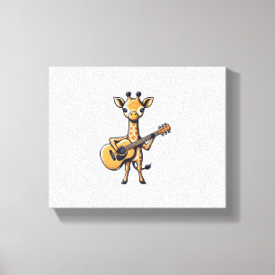 Impressão Em Tela Girafa Fofa Tocando Guitarra Girafas Músico Música