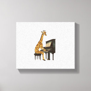 Impressão Em Tela Girafa Fofa Tocando Piano Girafas Músico Música