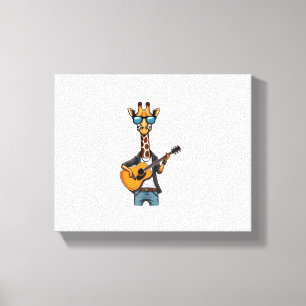 Impressão Em Tela Girafa Fofa Tocando Violão Girafas Músico Música