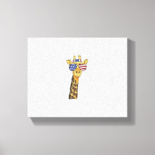 Impressão Em Tela Girafa Patriótica da Bandeira Americana Engraçada 