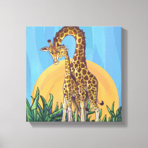 Impressão Em Tela Giraffe Mama e Bebê