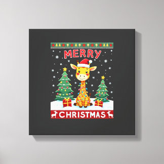 Impressão Em Tela Giraffe Ugly Christmas Sweaters Funny Santa Hat Li