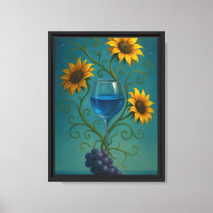 Impressão Em Tela Girassóis e Vinhos Fantasia Art