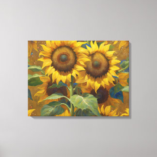 Impressão Em Tela Girassóis gigantes em pintura no dia de verão