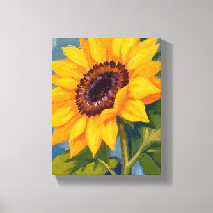 Impressão Em Tela Girassol Amarelo Floral Aquarela Brilhante