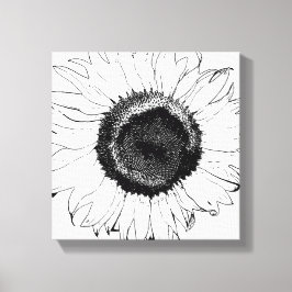 Impressão Em Tela Girassol preto e branco