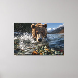 Impressão Em Tela Glacial Gaze: The Brown Bear's Pursuit