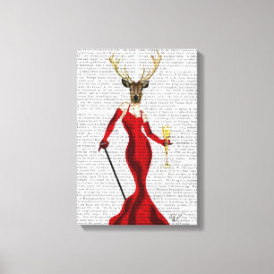 Impressão Em Tela Glamor Deer Em Vermelho 4