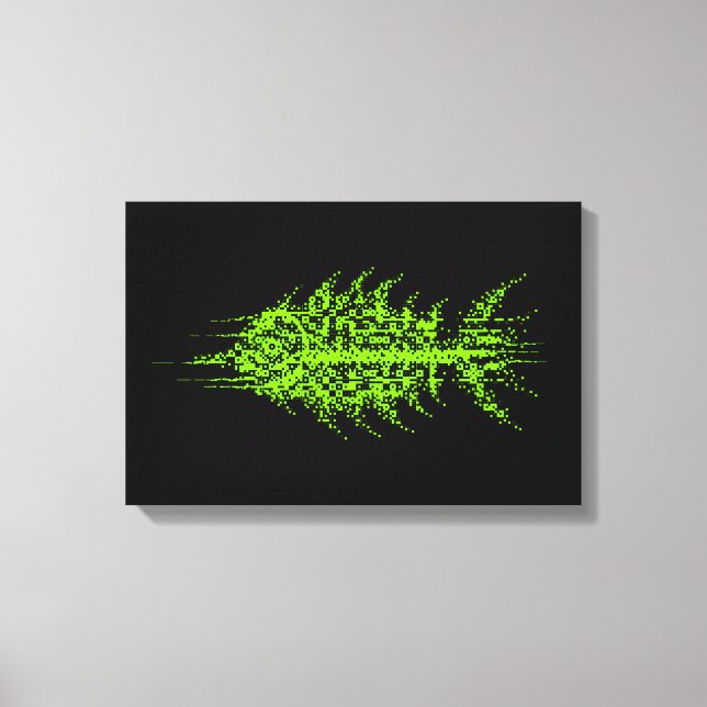 Impressão Em Tela Glitch Pixel Code Fish Wall Art (Frente)