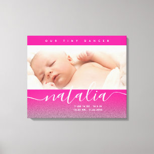 Impressão Em Tela Glitter de Fotografia do Bebê Recém-Nascido Rosa