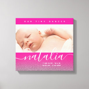 Impressão Em Tela Glitter de Fotografia do Bebê Recém-Nascido Rosa