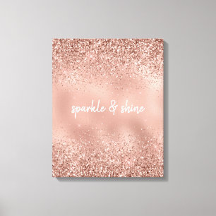 Impressão Em Tela Glitter Dourado Rosa