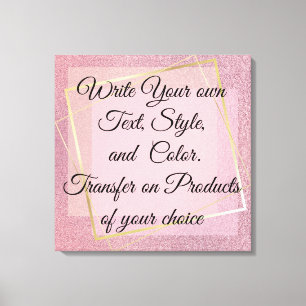 Impressão Em Tela Glitter Rosa Menino Escreva seu próprio texto,