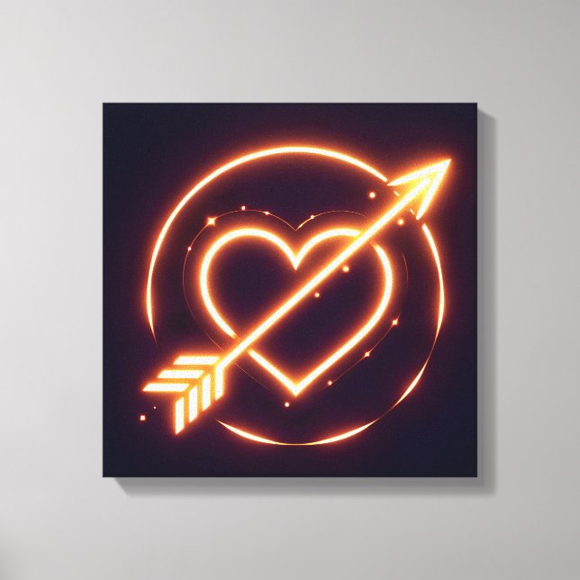 Impressão Em Tela glowing image of a heart with cupid's arrow (Frente)