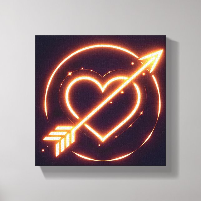 Impressão Em Tela glowing image of a heart with cupid's arrow (Frente)