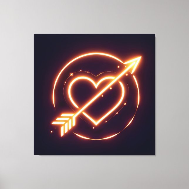 Impressão Em Tela glowing image of a heart with cupid's arrow (Frente)