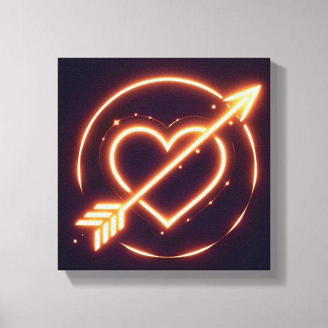Impressão Em Tela glowing image of a heart with cupid's arrow (Frente)